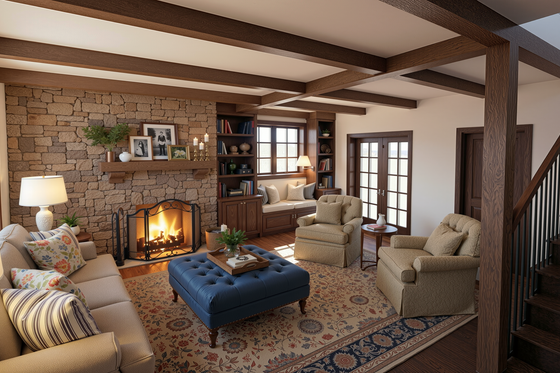 Interior - Family Room for Cottage House Plan #48-1211 - 2 bed, 2.5 bath
