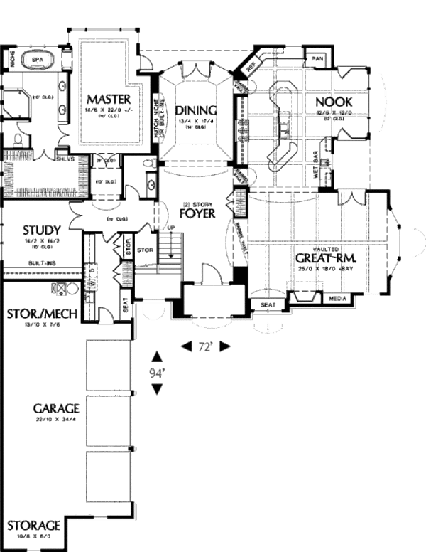 House Blueprint - European Floor Plan - Main Floor Plan #48-358
