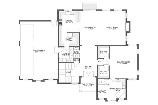 House Blueprint - Colonial Floor Plan - Main Floor Plan #1060-370