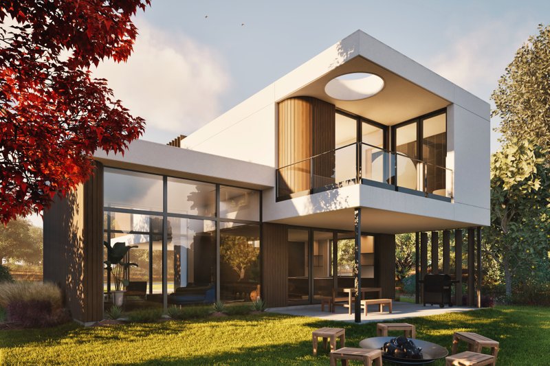 Dream House Plan - Exterior - Rear Elevation for Modern House Plan #80-226 - 3 bed, 2.5 bath