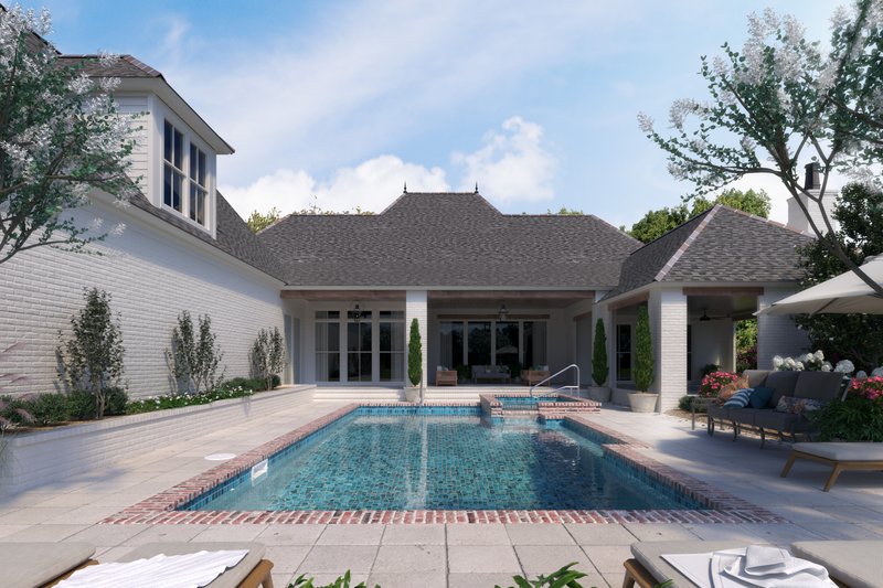 House Plan Design - Exterior - Rear Elevation 2 for Southern House Plan #1074-52 - 4 bed, 3.5 bath
