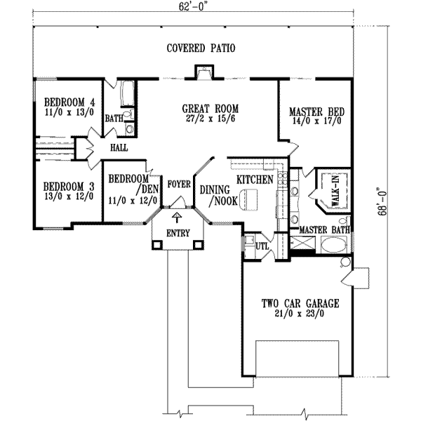 House Blueprint - Traditional Floor Plan - Main Floor Plan #1-736