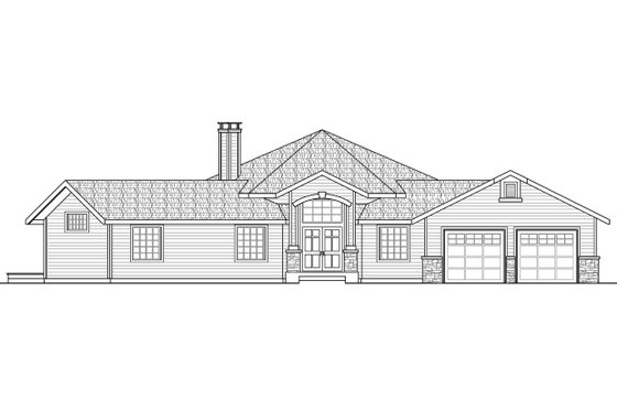 Exterior - Rear Elevation 3 for Ranch House Plan #124-952 - 3 bed, 2 bath