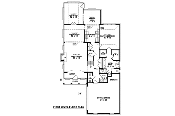 Floor Plan - Main Floor for Traditional House Plan #81-858 - 3 bed, 2.5 bath