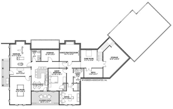 Southern Floor Plan - Lower Floor Plan #928-374