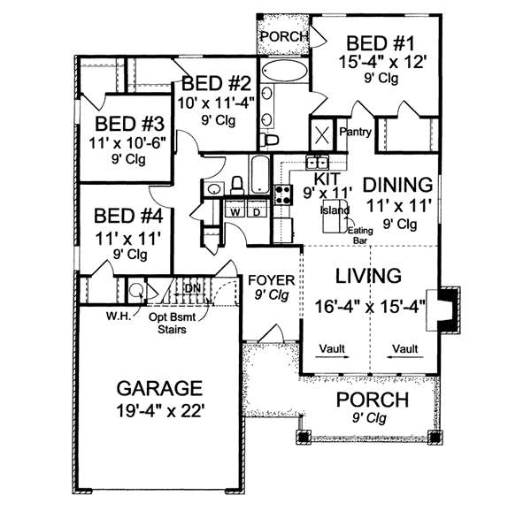 House Plan Design - Craftsman Floor Plan - Main Floor Plan #20-1514