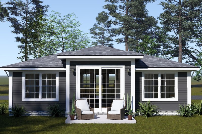 House Blueprint - Exterior - Rear Elevation for Modern House Plan #513-2472 - 2 bed, 2 bath