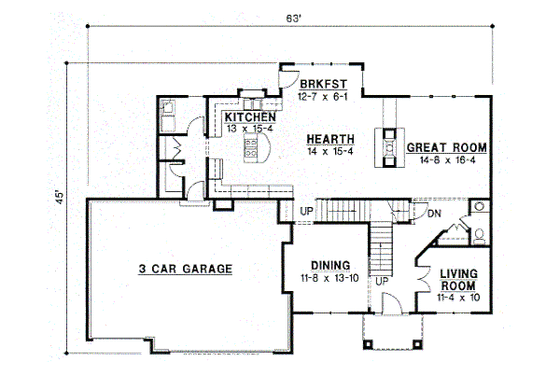 Floor Plan - Main Floor for European House Plan #67-570 - 4 bed, 3.5 bath