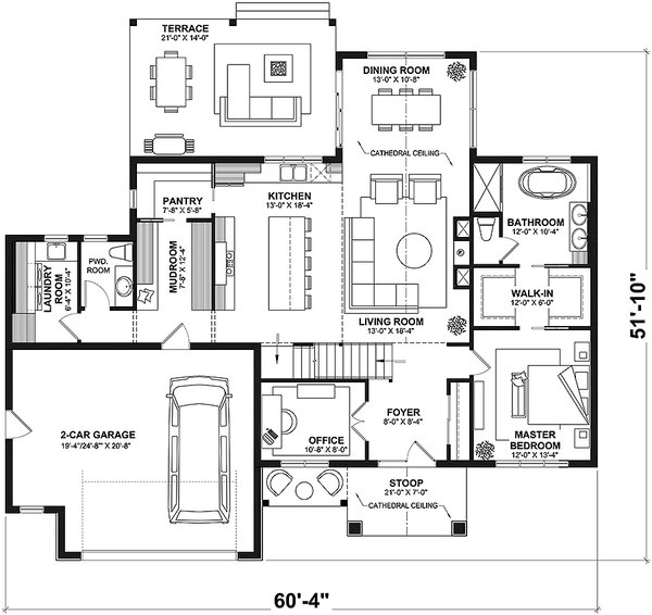 House Blueprint - Ranch Floor Plan - Main Floor Plan #23-2859