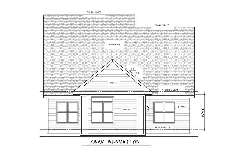 House Blueprint - Exterior - Rear Elevation for Modern House Plan #20-2487 - 4 bed, 3.5 bath