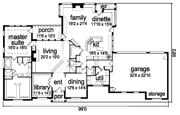 Home Plan - Country Floor Plan - Main Floor Plan #84-437