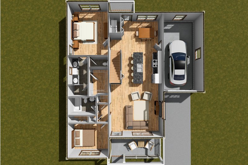 House Blueprint - Floor Plan - Main Floor 1 for Cottage House Plan #513-2371 - 4 bed, 3 bath
