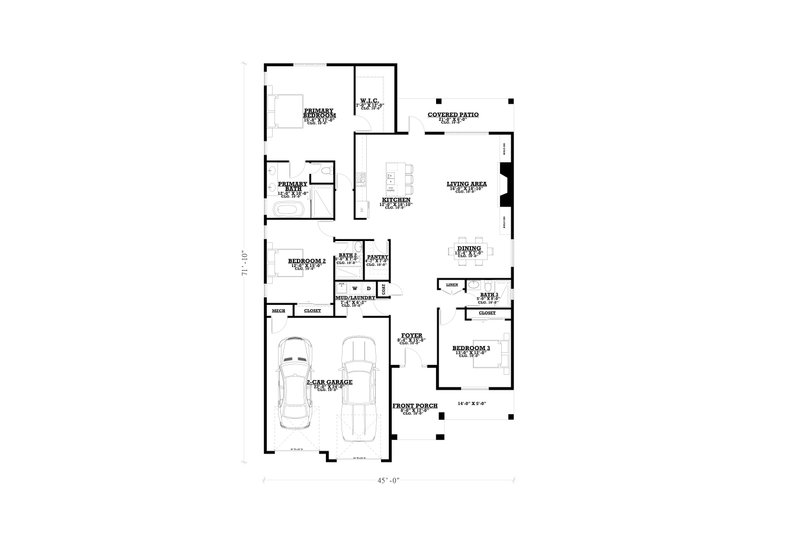 Architectural House Design - Floor Plan - Main Floor for Farmhouse House Plan #1112-9 - 3 bed, 3 bath