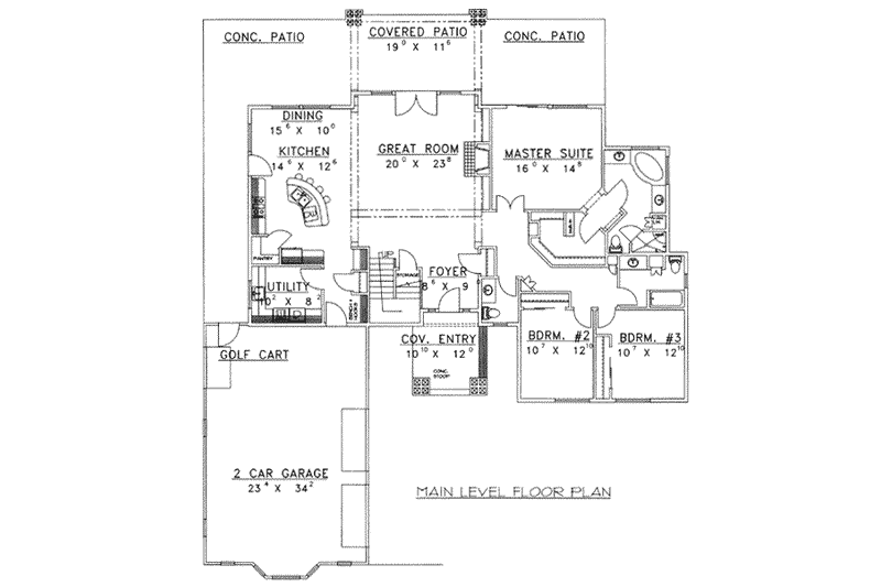 Dream House Plan - Floor Plan - Main Floor for Traditional House Plan #117-464 - 3 bed, 2.5 bath