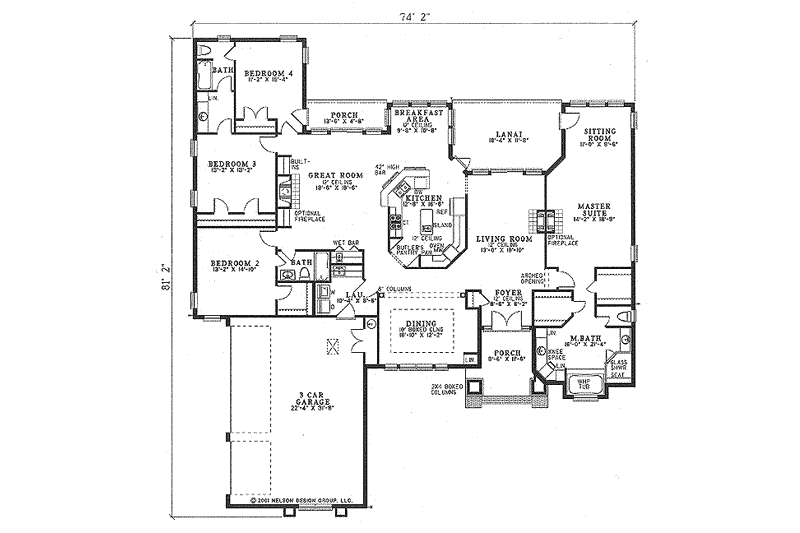 Home Plan - Floor Plan - Main Floor for Mediterranean House Plan #17-1130 - 4 bed, 3 bath