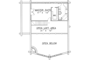 Floor Plan - Upper Floor for Log House Plan #117-415 - 4 bed, 3 bath