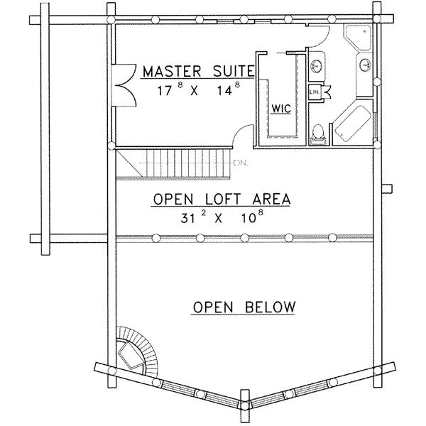 Log Floor Plan - Upper Floor Plan #117-415
