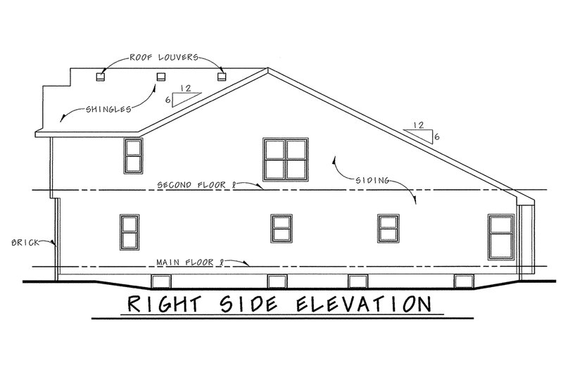 House Blueprint - Exterior - Other Elevation 1 for Traditional House Plan #20-1713 - 4 bed, 3 bath
