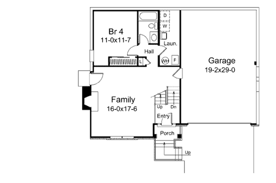 Floor Plan - Lower Floor for Traditional House Plan #57-334 - 4 bed, 3 bath