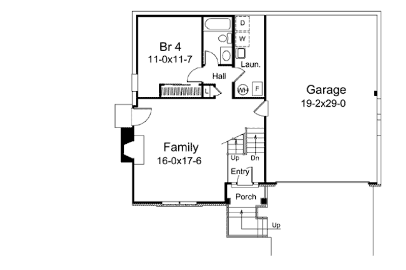 House Design - Floor Plan - Lower Floor for Traditional House Plan #57-334 - 4 bed, 3 bath