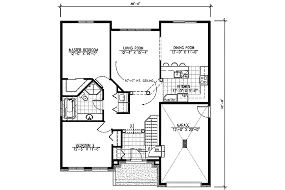 Floor Plan - Main Floor for European House Plan #138-278 - 2 bed, 1 bath