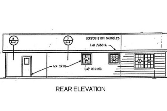 Exterior - Rear Elevation for Ranch House Plan #312-542 - 3 bed, 2 bath