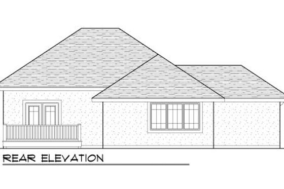 Exterior - Rear Elevation for European House Plan #70-981 - 2 bed, 2 bath