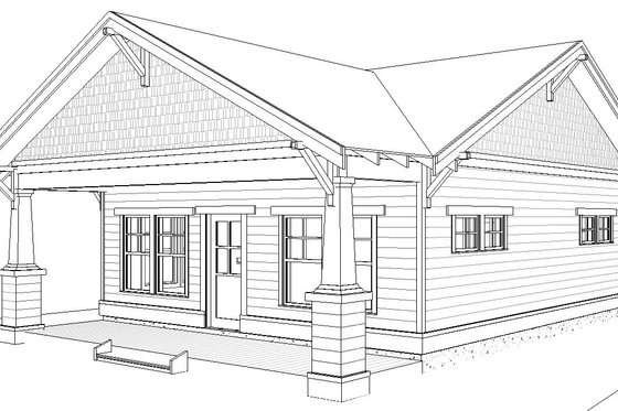 Exterior - Front Elevation 3 for Craftsman House Plan #895-150 - 2 bed, 1 bath