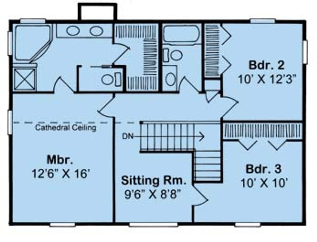 Floor Plan - Upper Floor for Farmhouse House Plan #312-548 - 3 bed, 2.5 bath