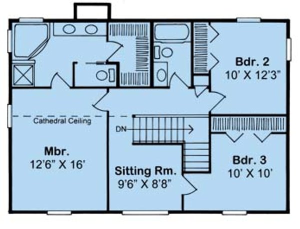 Floor Plan - Upper Floor for Farmhouse House Plan #312-548 - 3 bed, 2.5 bath