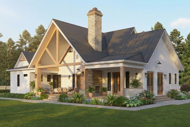 Dream House Plan - Exterior - Rear Elevation 1 for Farmhouse House Plan #119-476 - 3 bed, 2.5 bath