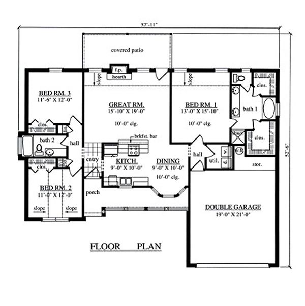 Architectural House Design - Country Floor Plan - Main Floor Plan #42-385