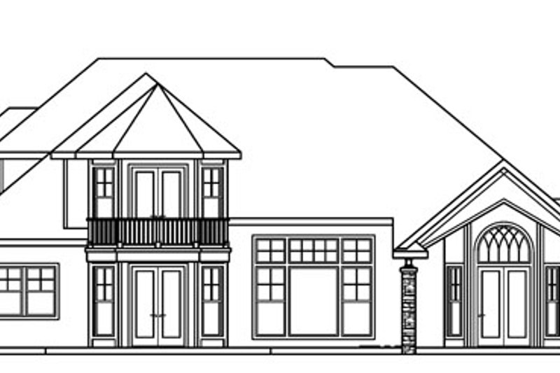 Home Plan - Exterior - Rear Elevation for European House Plan #124-722 - 3 bed, 2.5 bath