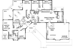 Floor Plan - Main Floor for Cottage House Plan #60-234 - 4 bed, 3 bath