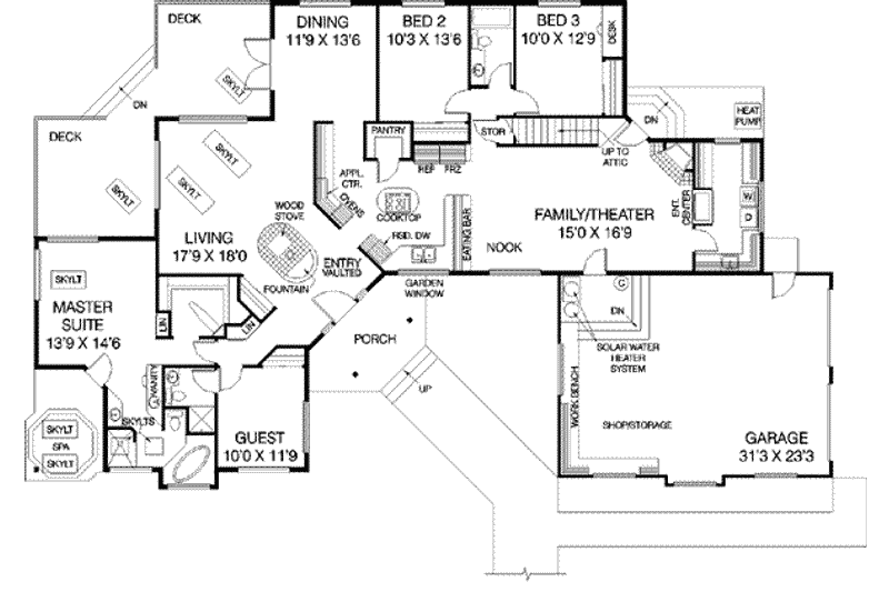 House Plan Design - Floor Plan - Main Floor for Cottage House Plan #60-234 - 4 bed, 3 bath