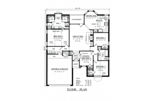 Floor Plan - Main Floor for Traditional House Plan #42-351 - 4 bed, 2 bath