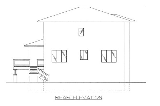 Exterior - Rear Elevation for Adobe / Southwestern House Plan #117-625 - 3 bed, 2.5 bath