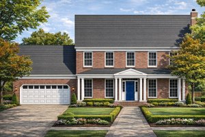 Architectural House Design - Exterior - Front Elevation for Colonial House Plan #1053-14 - 4 bed, 2.5 bath
