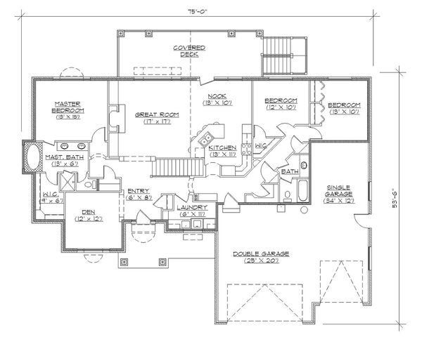 Architectural House Design - Ranch Floor Plan - Main Floor Plan #5-127