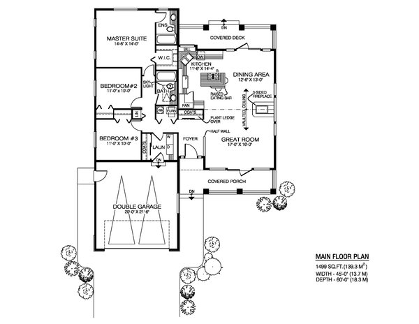 Dream House Plan - Floor Plan - Main Floor for Country House Plan #1100-131 - 3 bed, 2 bath
