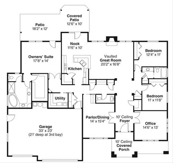 Dream House Plan - Craftsman Floor Plan - Main Floor Plan #124-773
