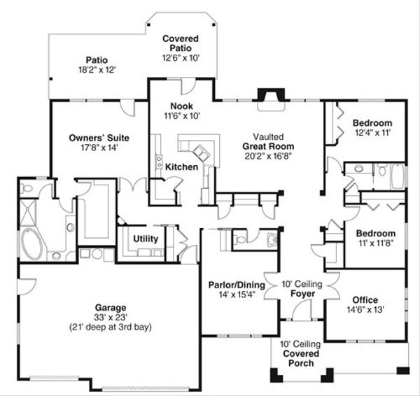 House Plan Design - Craftsman Floor Plan - Main Floor Plan #124-773