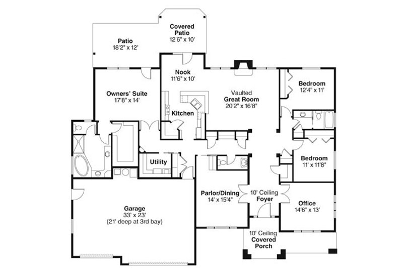 Home Plan - Floor Plan - Main Floor for Craftsman House Plan #124-773 - 3 bed, 2.5 bath
