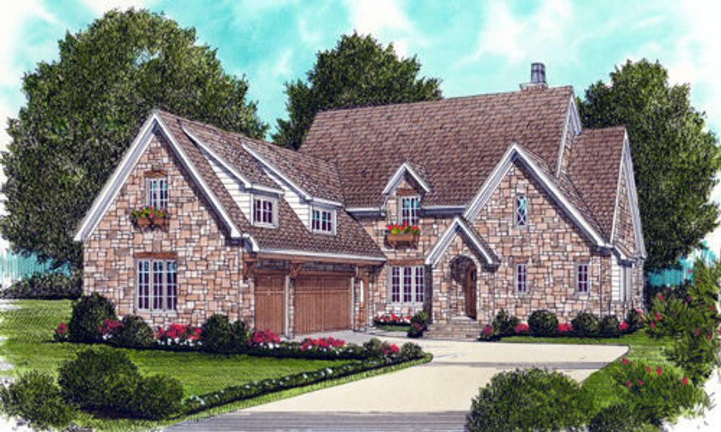European Style House Plan - 4 Beds 3.5 Baths 4004 Sq/Ft Plan #413-801