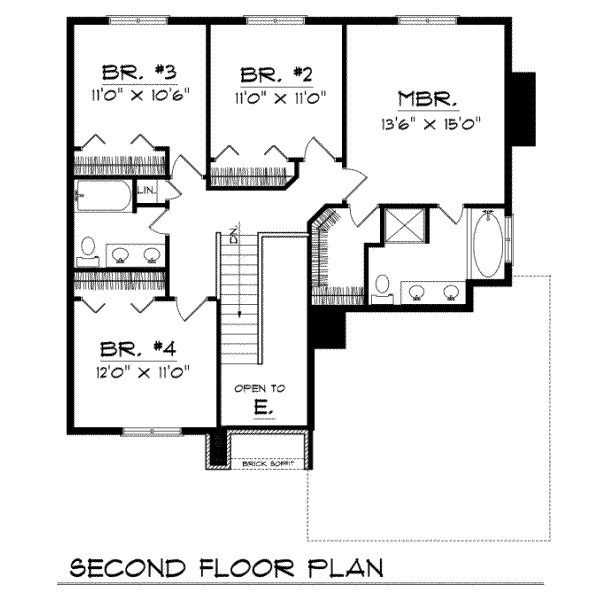 Traditional Floor Plan - Upper Floor Plan #70-302