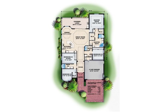 Floor Plan - Main Floor for Mediterranean House Plan #27-348 - 4 bed, 3 bath