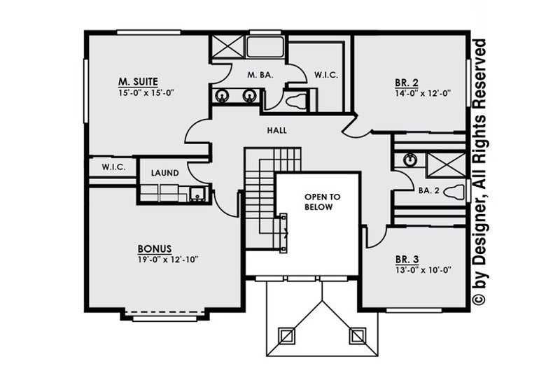 Home Plan - Floor Plan - Upper Floor for Contemporary House Plan #1066-4 - 3 bed, 2.5 bath
