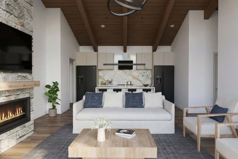 House Blueprint - Interior - Family Room for Modern House Plan #923-471 - 3 bed, 2 bath