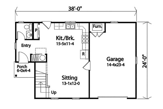 Floor Plan - Main Floor for Country House Plan #22-603 - 1 bed, 1.5 bath