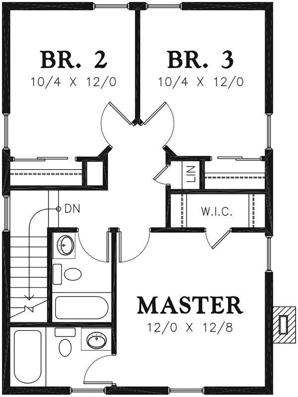 House Blueprint - Traditional Floor Plan - Upper Floor Plan #48-978